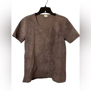 Ecru Brown Suede Short Sleeve Shirt
